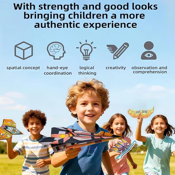 JUJOYYS 3 Difficulty Level Paper Airplane Kits with 36 Classic Designs 108 Sheets of Colorful Origami Paper,Crafts Origami Book Airplane Gifts for Kids Boys and Girls Ages 6-8,8-12