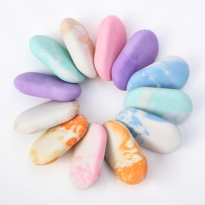 Mr. Pen- Marble Pencil Erasers, 12 Pack, 1" x 2", Soft Rubber Marble Pencil Erasers for School, Office, Art Sketching, Homework, Exams, Clean Smudge-Free Correction