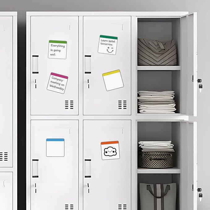 36 Packs, Washable Magnetic Dry Erase Board Labels, 3" x 3" Bangs Design Magnets White Board Notes, Sticky on Fridge, Locker, Cabinet, Door - Office & Classroom Whiteboard Accessories Supplies