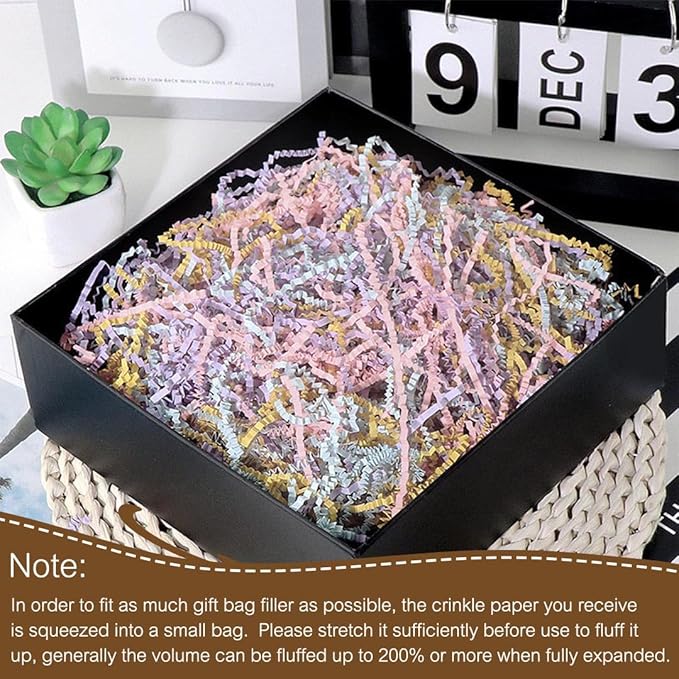LYARCHTE Crinkle Paper Filler 5.2 oz, Easter Fake Grass Crinkle Cut Paper Shred Filler Shredded TissueRaffia Grass Paper for Gift Basket Packing Bag Filler (Mixed Color A)
