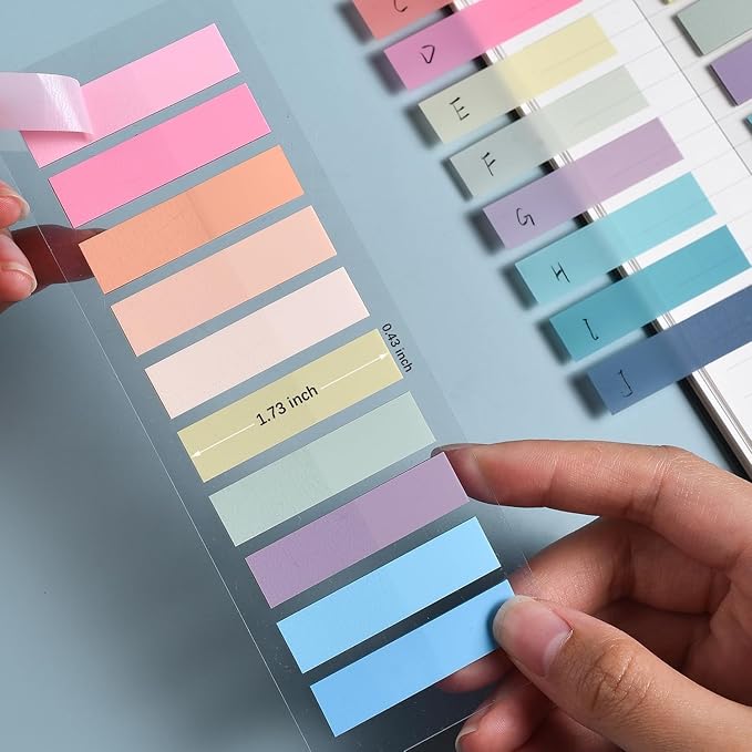 Lysas 2400pcs Book Tabs for Annotating, Writable Morandi Translucent Page Markers Sticky Tabs Clear Sticky Notes, Repositionable Book Flags Strip, Annotation File Index Tabs