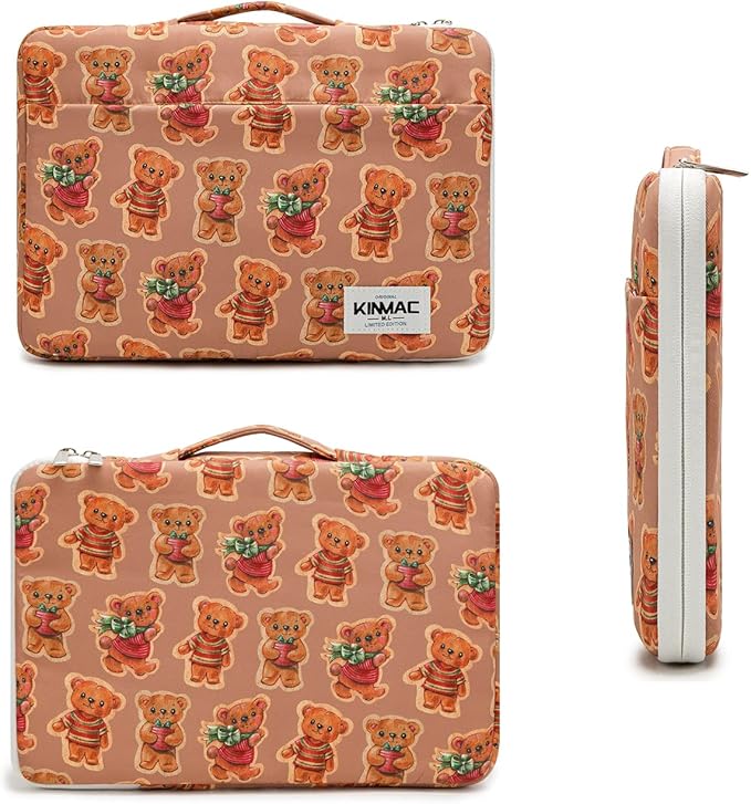 Kinmac Bear Pattern 360° Protective Water Resistant Laptop Case Bag Sleeve with Handle for MacBook Pro 14 inch and 14 inch-14.4 inch Laptop