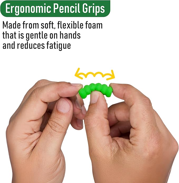 Pencil Grip The Classics Ridged Foam Grip 12 Pack – Ergonomic Writing Aid for Kids & Adults, Soft & Comfortable, Fits Pens, Pencils, Crayons, Right or Left Handed, Assorted Colors, Classroom Supplies