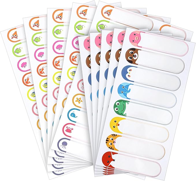 140Pcs Waterproof Name Label Stickers for Kids, Self-Adhesive Daycare Labels, 2 Size Washable Bottle Labels, Colorful Name Tag Stickers for Water Bottle, Sippy Cup, School Supplies, Storage Bins