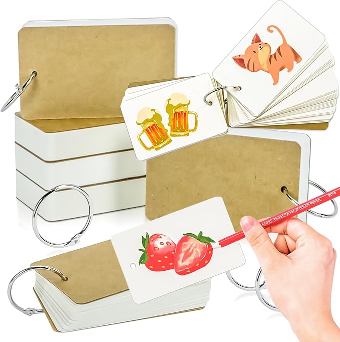 300 Pcs Flash Cards 2x3 Inch Index Cards with Ring Lined Note Card Bood Flashcards, Mini Blank Flash Cards 2x3 White Card Pad Index Note Bood 2 x 3 Notecards for Studying School Supply College