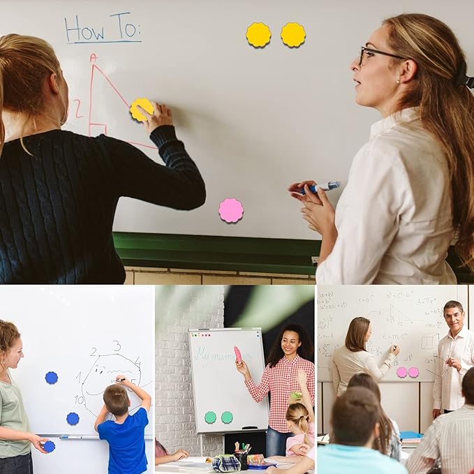 Dry Erase Erasers, 48 Pack Magnetic Whiteboard Eraser Chalkboard Cleansers Wiper for Classroom Office and Home (48flower)