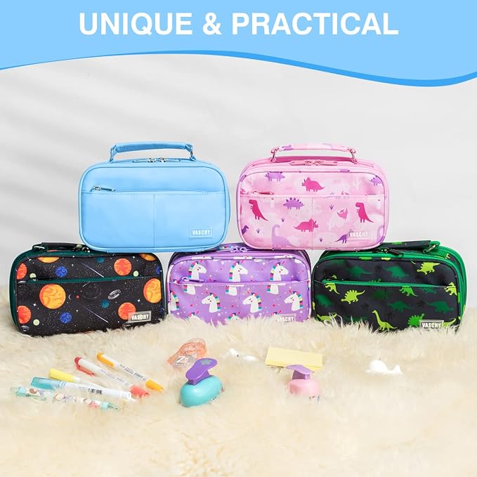 VASCHY Pencil Case, Aesthetic Kawaii Large Pencil Pouch Stationary Pencil Bag/Box for Preppy Middle School College Students, Pen Organizer Holder School Supply Blue