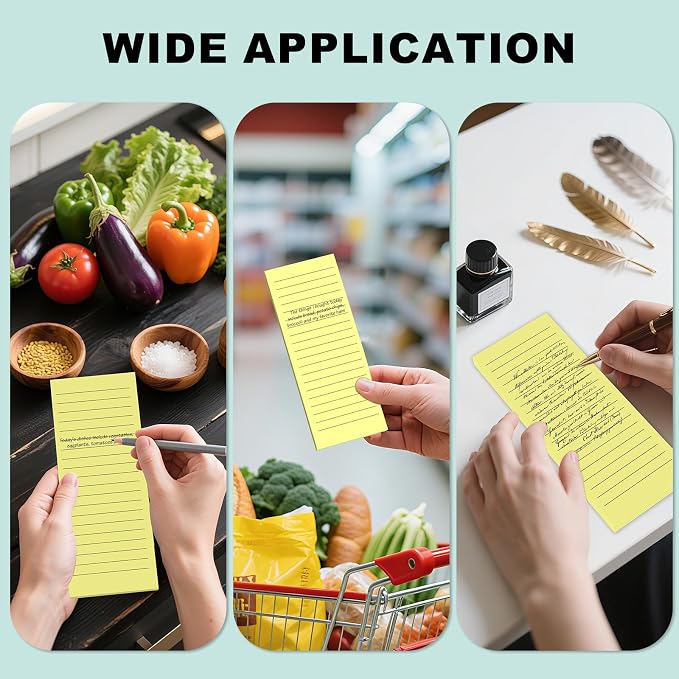 Magnetic Notepads Note Pads for Fridge with Full Magnet Back, 180 Sheets Yellow Lined Refrigerator Notepad, 30 Sheets Per Pad for Grocery List, Shopping List, Office, Home, To-Do Lists & Memos