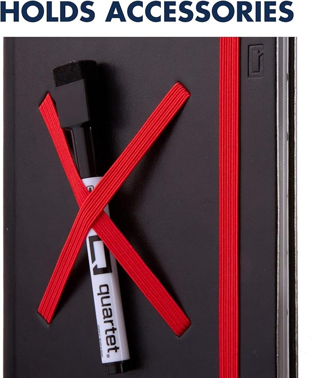Quartet Portable Glass Dry-Erase Pad, 5" x 8", Closeable Cover, Kickstand, Desktop, White Board, Notepad, Travel, Black (Q090GDPB01)