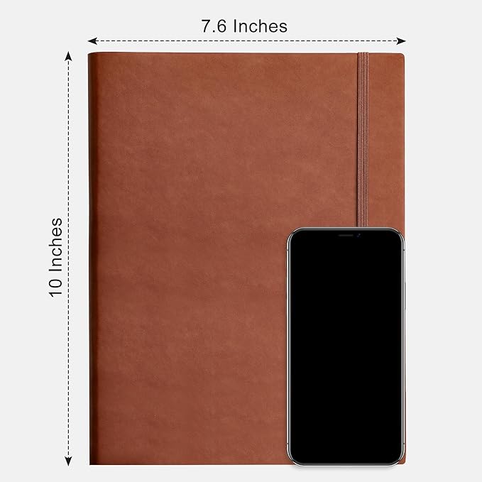RETTACY Dotted Journal Notebook, 2-Pack, 192 Numbered Pages per Pack, B5 Medium Size (7.6'' × 10''), Leather Softcover, 100 GSM Thick Paper, for Journaling, Planning (Black & Brown)