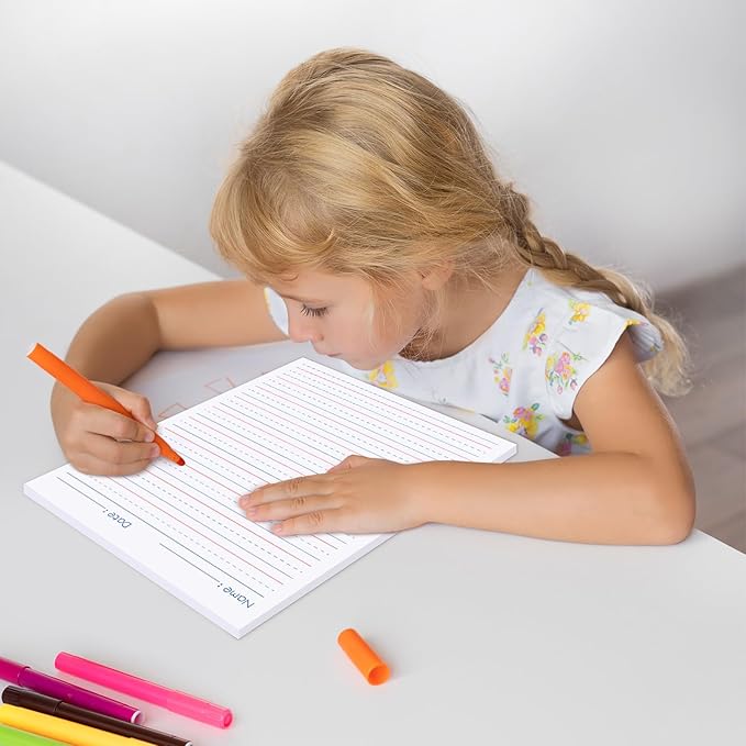 zmybcpack 2 Pack Write Beginner Paper for Kids, 8.5"x11" Handwriting Paper Kindergarten for Kids, Primary Composition Notepad(100 Sheets Each, Double-Sided Printing)