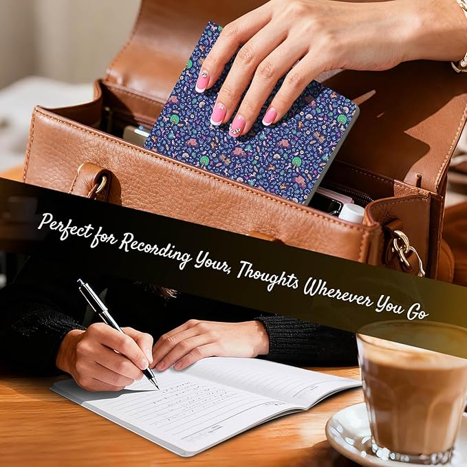 Stitched Composition Notebooks 2-Pack with Unique Art Designed Cover, A5 Lined Diary (8.2"L*5.5"W), Lay Flat Design, Thicked Paper Writes Smoothly for School and Office (Blue Retro)