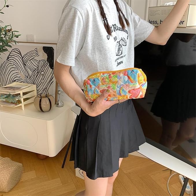 Pencil Case Office College School Storage Bag Pouch Holder Box Organizer Makeup Pouch Cosmetic Bag Aesthetic Cute Pen Case for Girls Boys Kids (Orchid)