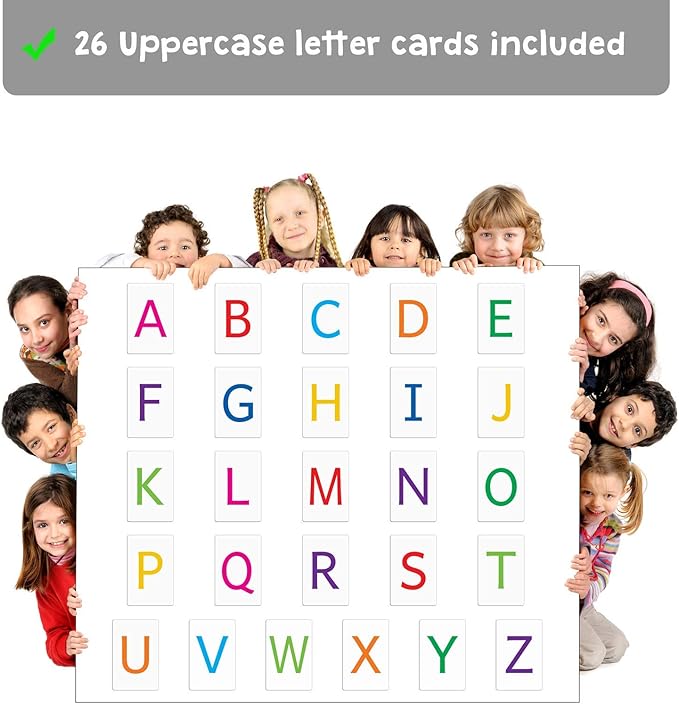 Attractivia Magnetic Big Alphabet ABC Flash Cards - 26 Sturdy Uppercase Large Letters - for Classroom Teachers, Homeschool, ESL, Toddlers 2-4 Years, Kids and Adults