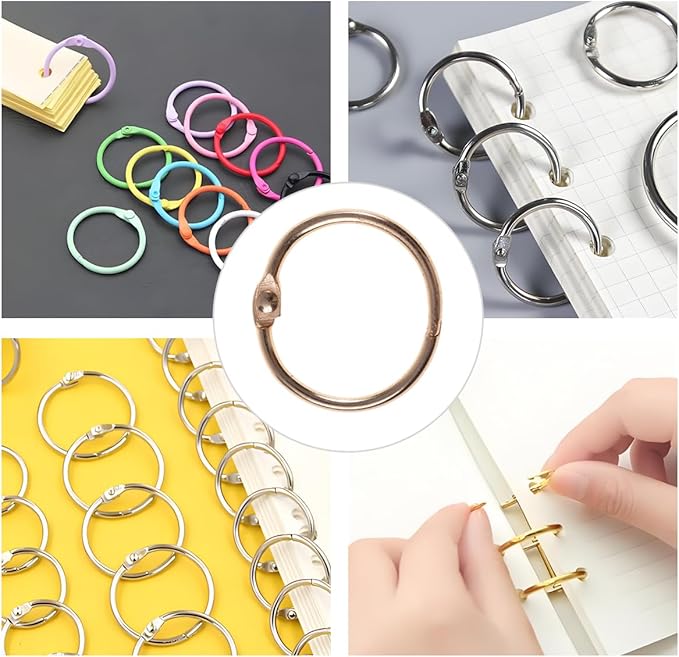 150Pcs Colorful 1 IN Loose Leaf Binder Rings - Versatile Metal Book Rings for Index Cards, Flash Cards, Keychains, and Notebooks in 10 Colors for School, Office, and Home Use
