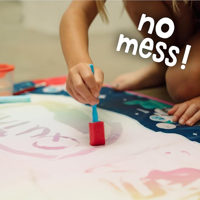 Chuckle & Roar - Aqua Draw Doodle Mat Glow - Water Color Magic Mat - Erase By Letting Mat Dry - Easy Play Anywhere - Ages 3 and Up