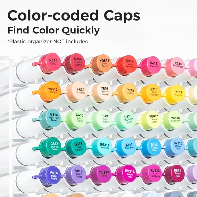 Ohuhu Alcohol Markers 48 Colors Brush& Soft Chisel AP Certified Refillable