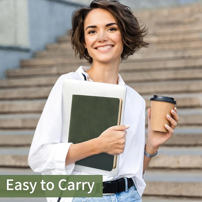 Lined Journal Notebook for Work College Ruled Note Book 7.2"x9.6" B5 PU Leather Daily Journaling 160 Pages for Women Men Writing Home School Supplies Business (Dark Green)