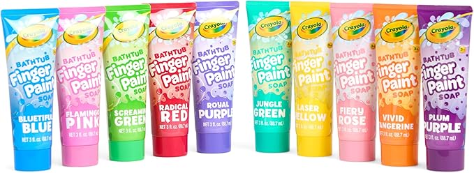 Crayola Bathtub Fingerpaint Deluxe Value Pack 10-Piece Set for Kids, 3 OZ Tubes of Washable Soap Paint, Non-Toxic, Stain Free Bath Toys for Kids