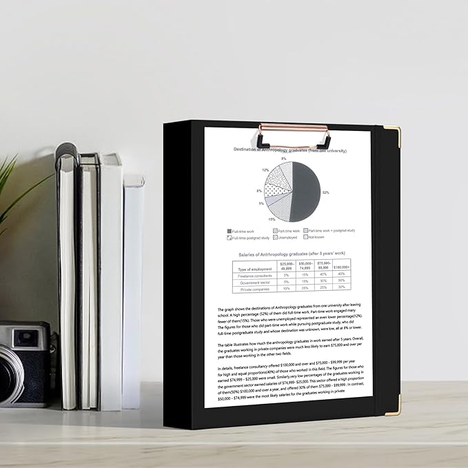 Ospelelf 3 Ring Binder, 1.5 Inch, Cute Letter Size (11" x 8.5") with 5 Tab Dividers, File Folder Labels and Low Profile Clipboards, Black Binder for School and Office Supplies