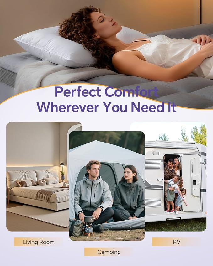 ChiXpace Dual Layer 4 Inch Memory Foam Mattress Topper Full | 2 Inch Gel Memory Foam and 2 Inch Pillow Top Mattress Pad for Back to School , 7-Zone Egg Crate & 2-in-1 Design (Grey)