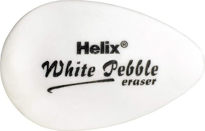Helix White Pebble Ergonomic Eraser Pack of 2, Latex Free (25001)
