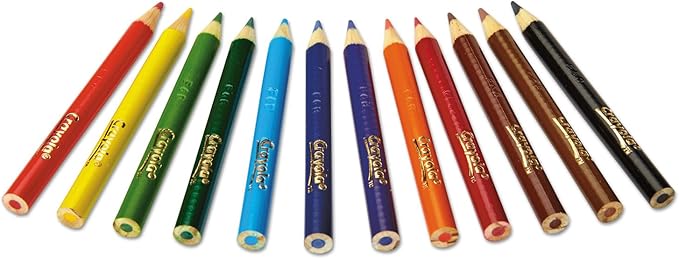Crayola 684112 Short Barrel Colored Woodcase Pencils, 3.3 mm, 12 Assorted Colors/Set