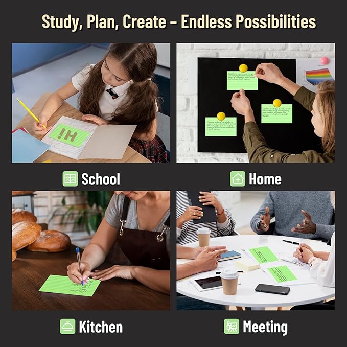 200 Pcs Colored Index Cards 3 x 5 Inch Ruled Index Cards, Flash Cards College Ruled for School, College, Office and Home Organization, Durable Study To Do List Note Cards with Ruled Lines