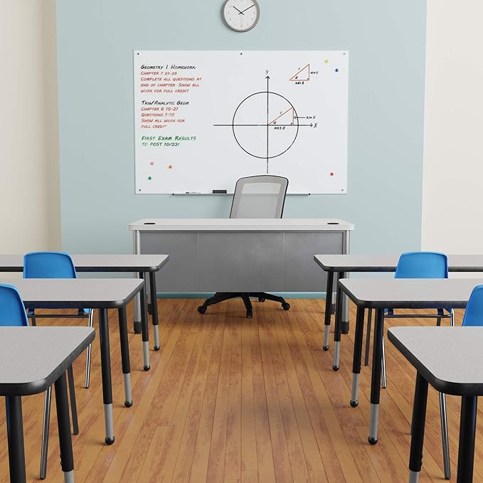 Amazon Basics Glass Dry-Erase Board, Magnetic Frameless Whiteboard, Easy to Install, 72" x 48", White