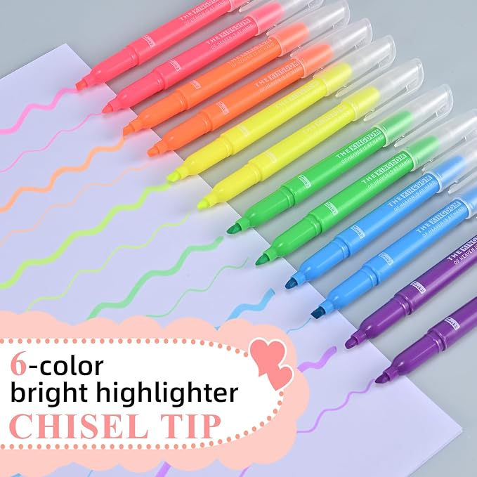 7-ackz Bible Highlighters Assorted Colors with Verses, Chisel Tip Colored Highlighter Markers Bulk Fluorescent, Dry Quick Bright Colors, Perfect for Bible Study Journaling, 6 Candy Color 30 Pack