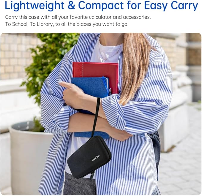 Fouceclaus Hard Carrying Case with Power Charger for Texas Instruments TI-84 Plus CE/TI-84 Plus and TI-84 Plus CE Color Graphing Calculator– Extra Pocket for USB Cables & Accessories