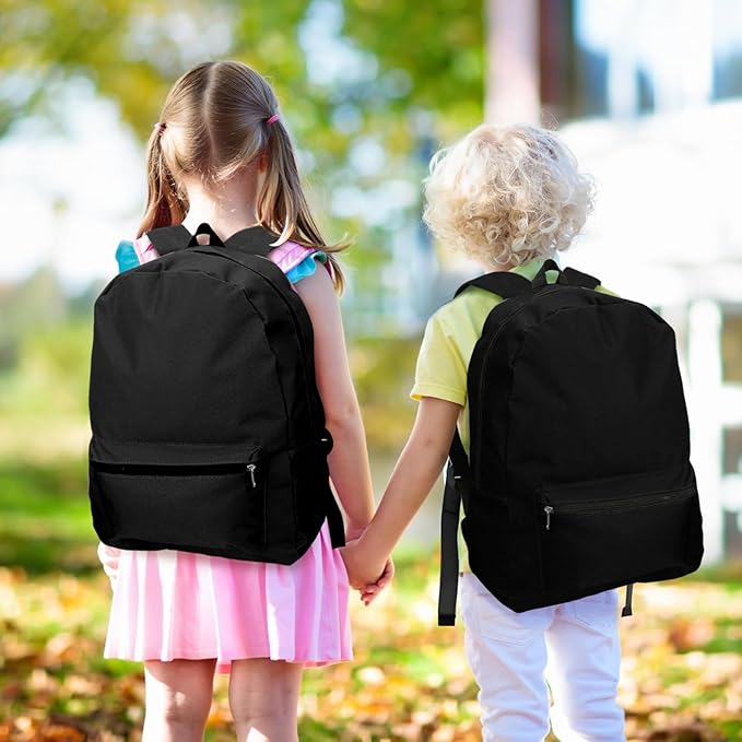 Silkfly Black 24 Pack 17'' Backpacks Bulk with 24 Stationery Supply Sets, Bookbags and Writing Accessories Kit for Donation
