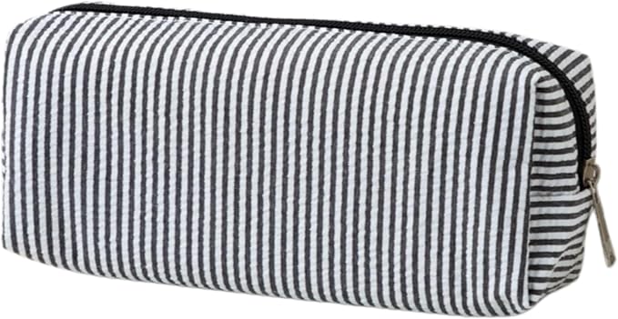 Pencil Case, Pencil Pouch for Women, Pencil Case Small, Pencil Pouch Aesthetic (Striped black)