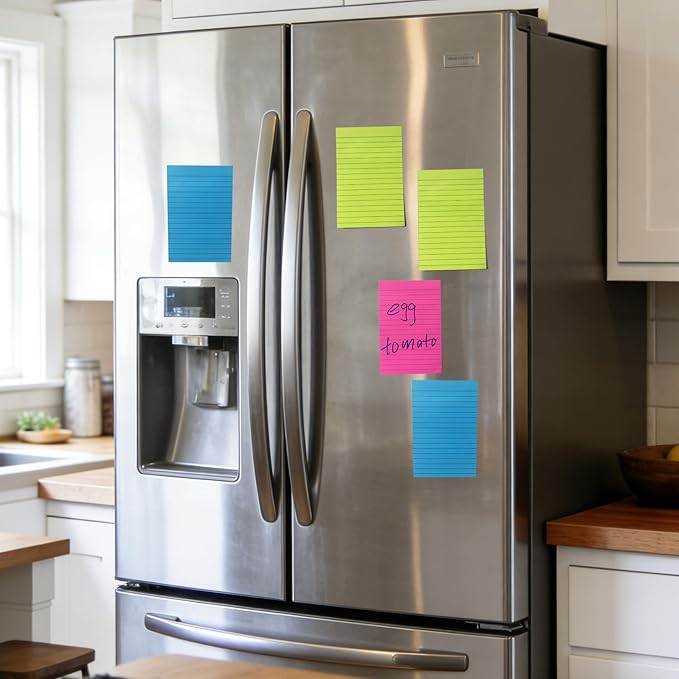 (36 Pack) Lined Sticky Notes 4x6 in,Large Notepads with Lines,Ruled Stickies Super Sticking Power,Office School Memo Note Pads Bright Colors,Post on Windows Doors,Recyclable,Easy to Write on