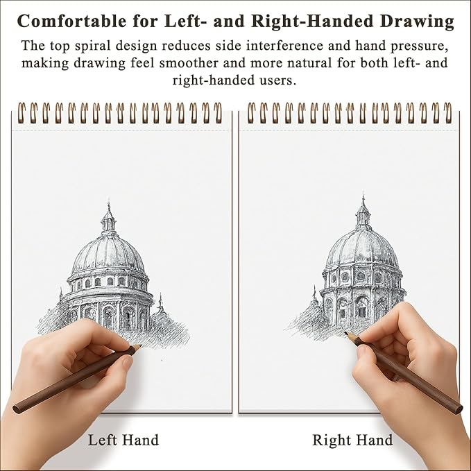 9"X12" Sketch Book Bulk, Top Spiral Bound Sketch Pad, 3 Pack 100 Sheets Each (68lb/100gsm), Acid Free Art Sketchbook Artistic Drawing Painting Writing Paper for Kids Adults Beginners Artists