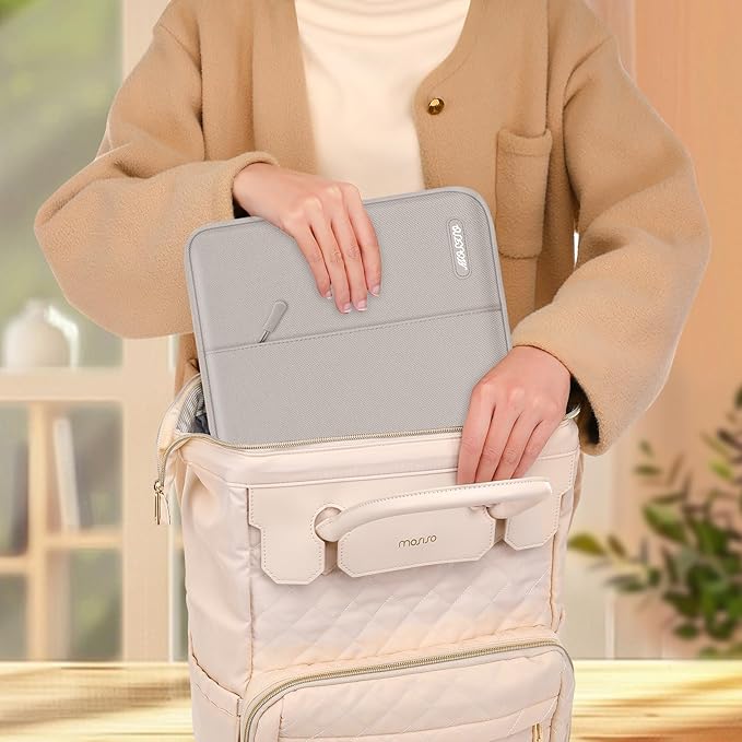 MOSISO Laptop Case 15 inch, 15 inch Laptop Sleeve Compatible with MacBook Air M5 A3448 M4 A3241 M3 A3114 M2 A2941 2026-2023, Dell XPS, Polyester Vertical Computer Sleeve Bag with Pocket, Stone Gray