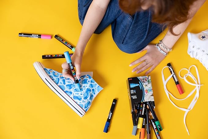 POSCA PC-5M Water-Based Paint Markers, Medium Point (1.8-2.5mm), Assorted Colors, 36 Pack with Display Caddy
