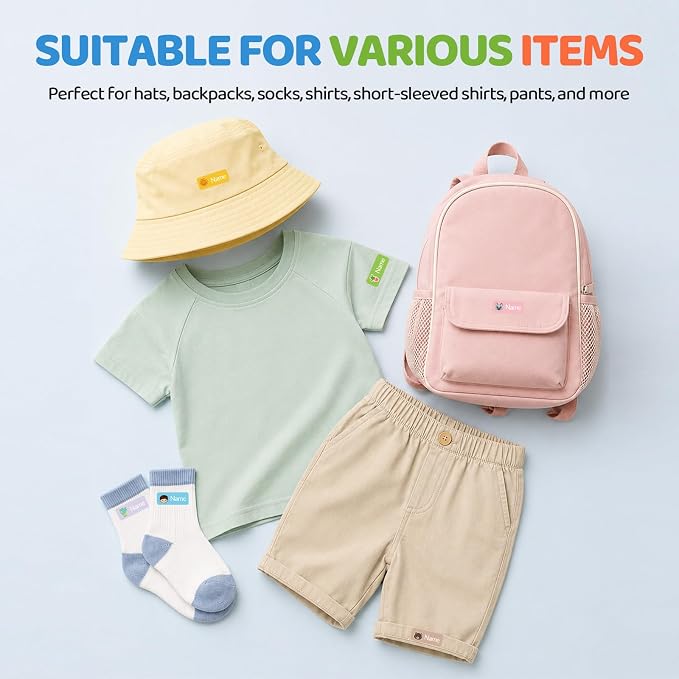 Personalized Iron on Name Labels for Clothing, Custom Clothing Labels Washable for Kids, 54 Name Stickers for Clothes Tags, Personalized Name Stickers for School Uniforms, Camp, Daycare, Backpacks