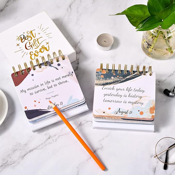 Motivational & Inspirational Perpetual Daily Calendar - Planners Undated Perpetual Desk Calendar/Inspirational Standing Flip Calendar - Page a Day - (5.5" x 4.8") - Positive Daily
