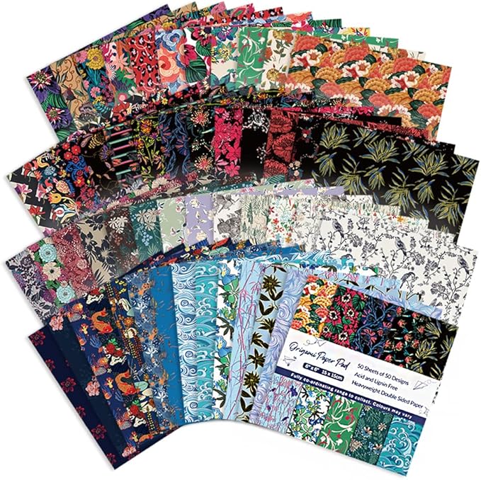 Origami Paper Kit Double Sided 100 Sheets 10 Colors 6 Inch Square Easy Fold Arts Crafts DIY Handwork Origami Papers Flowers