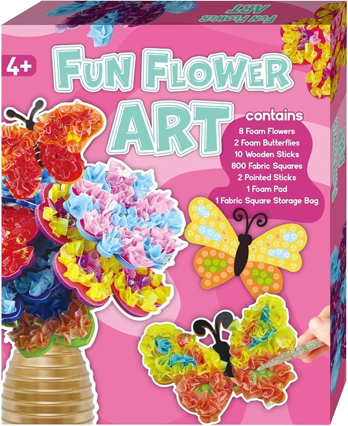 MUNDIDO Poke in Fun Art Flower Bouquet, Mess Free Paper Craft Kits for Kids, DIY Creative Activity Gifts for 6 7 8 9 10 Year Old Girls, Birthday Gifts for Girls Boys Age 5-12