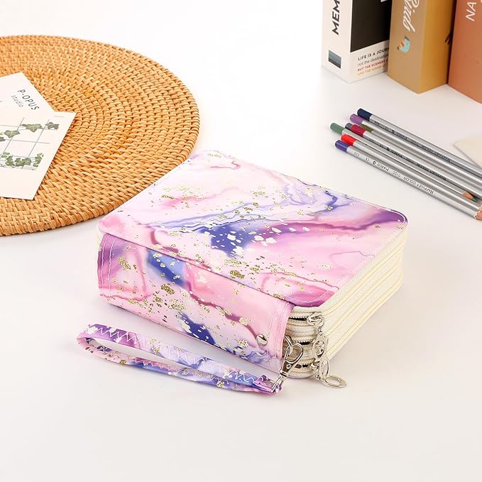 Portable Colored 72 Slots Pencil case Organizer with Printing Pattern for Watercolor Pens or Markers, Pencil Case Organizer for Artist