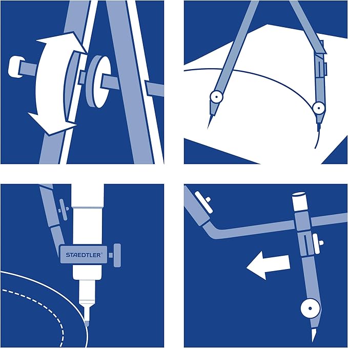 Staedtler Mars Comfort, Professional Drafting, Drawing Compass with Extension Arm, Draws Circles up to 19.5 Inch Diameter, Spring Bow Compass with Center Adjuster Wheel, 551 02