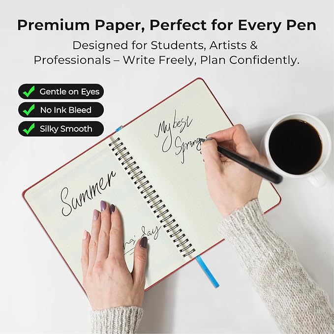 Planner 2026-2027 Daily Weekly and Monthly,11.5"x8.5",18 Months Spiral Bound Calendar Agenda with Self-adhesive Pen Holder,2026 Academic Plan with Vegan Leather Soft Cover,Red