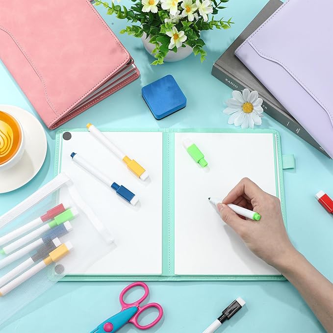 Feifeiya 6 Sides Dry Erase Notebook Portable White Board 9"x6"(a5) Travel Dry Erase White Board Notebook Foldable Anti-ghosting Surface for Office, School, Study, Travel & Business Meeting Planning