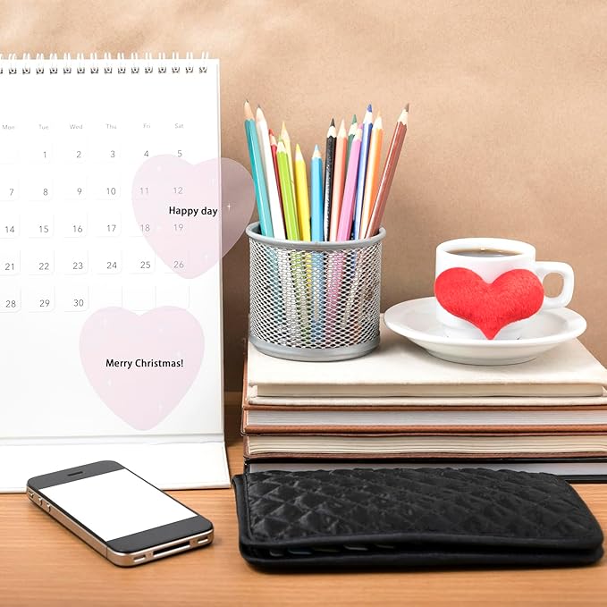 ONLYKXY Glitter Heart Shape Transparent Sticky Notes for Annotating,2.8in Pastel Color Waterproof Index Sticker Self-Stick Book Tabs Soft PET Marker Memo Pad for Home School Office (12, Pink)