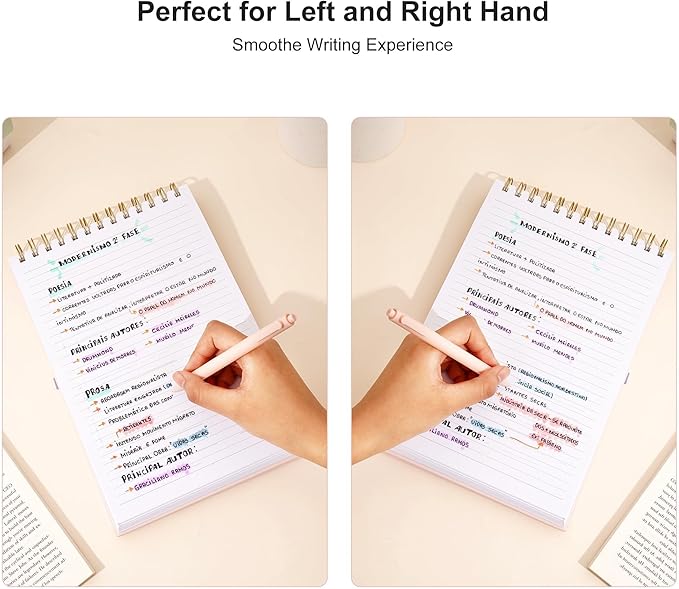 Yoment Top Spiral Notebook, Hardcover Steno Pads, 240 Pages Top Bound Spiral Notebooks, 7"x10" College Ruled Spiral Notepad Left-Handed Notebooks for Work School Office Business,Pink