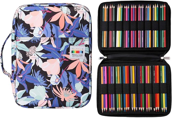 Coloring Pencil Case 220 Slots Pencils/Gel Pens Organizer Waterproof Travel Case Zipper Carrying Portable Pencil Markers Pen Holder Bag for Painter Writers