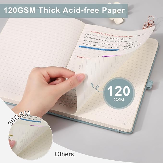 EMSHOI Lined Journal Notebook, 256 Numbered Pages, A5 Size (5.7'' x 8.3'')