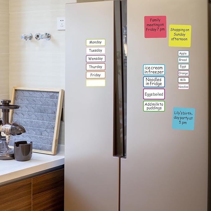 Reusable Dry Erase Labels Sticky Notes for Storage Bins Organizing Jar Pantry, Waterproof Removable Label Stickers for Kitchen Office School All Purpose Use (1.25 * 3.5 inches Mullticolor)
